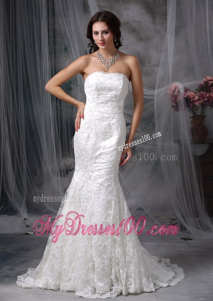 Lace Mermaid Court Train Clasp Handle Dresses for the Bride 2013